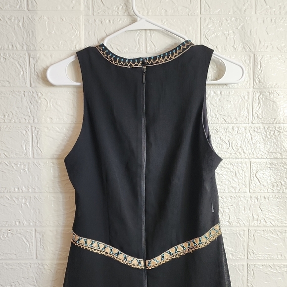$498 Nanette Lepore Black Chiffon Dress with Cream Embroidery - Picture 10 of 12